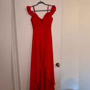 Floor length asymmetrical dress